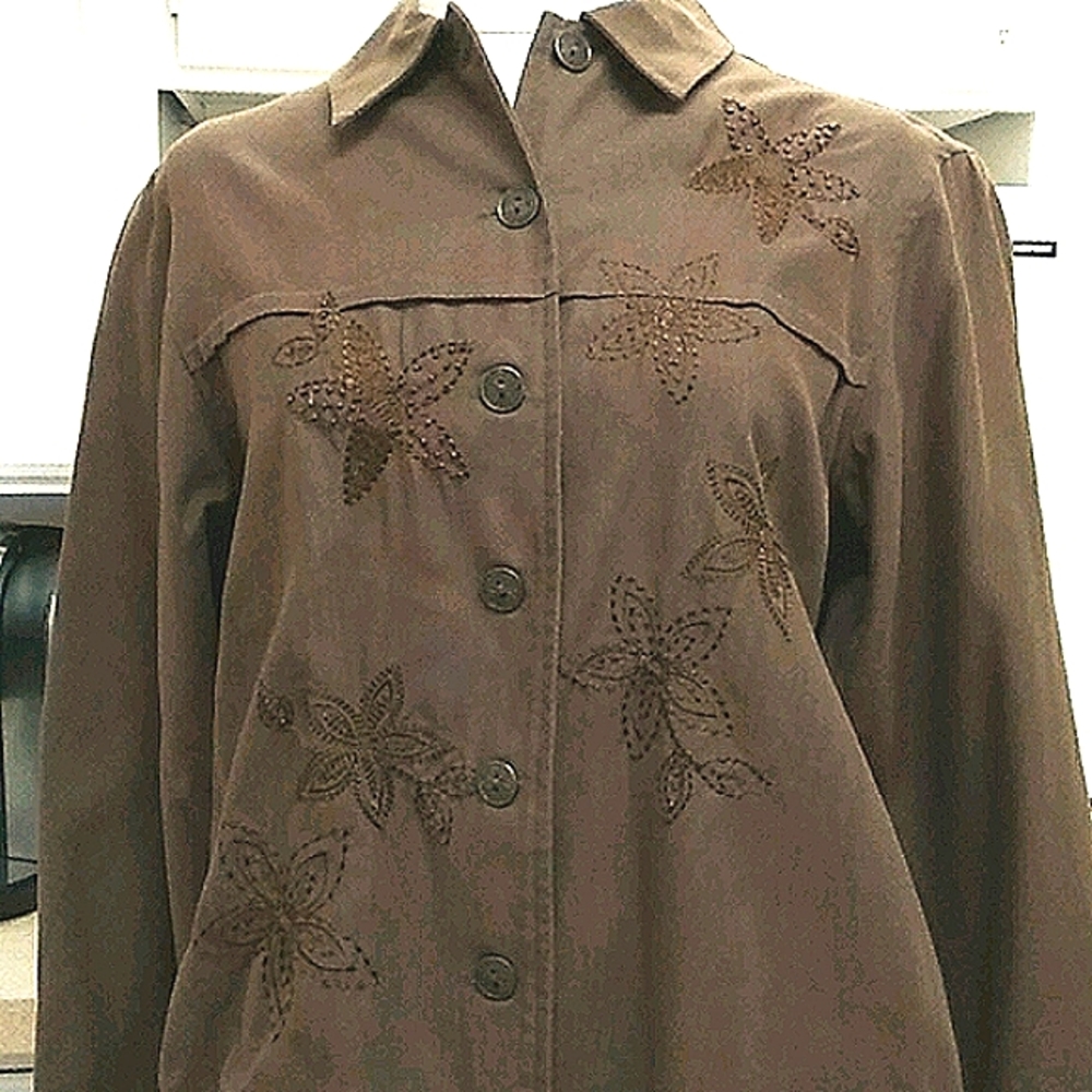 Brown floral design short Jacket